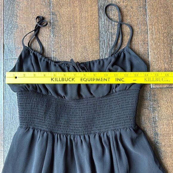 Aritzia Wilfred black midi dress size small event party minimalist gauzy spaghet - Picture 10 of 12